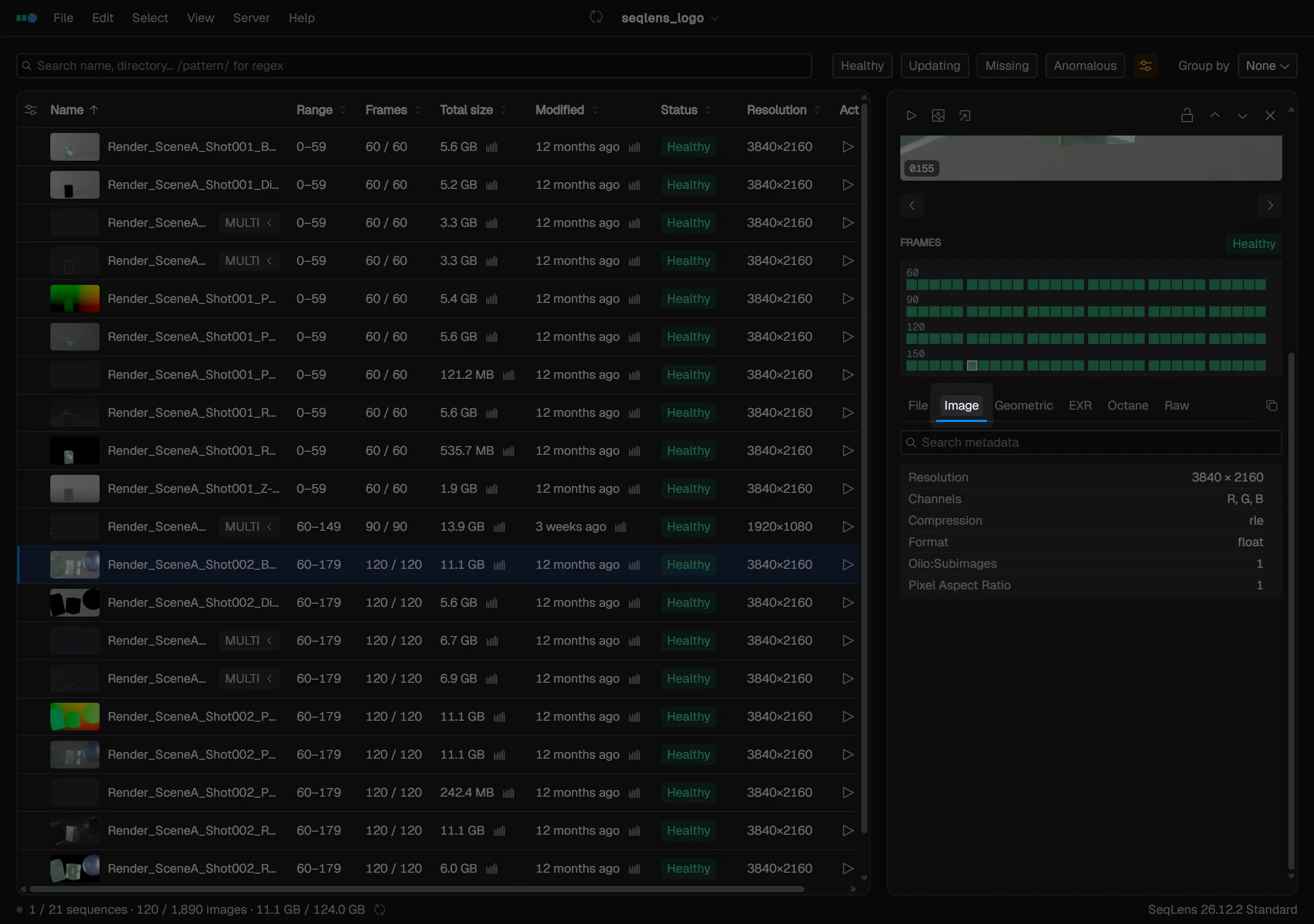 Metadata panel - Image tab