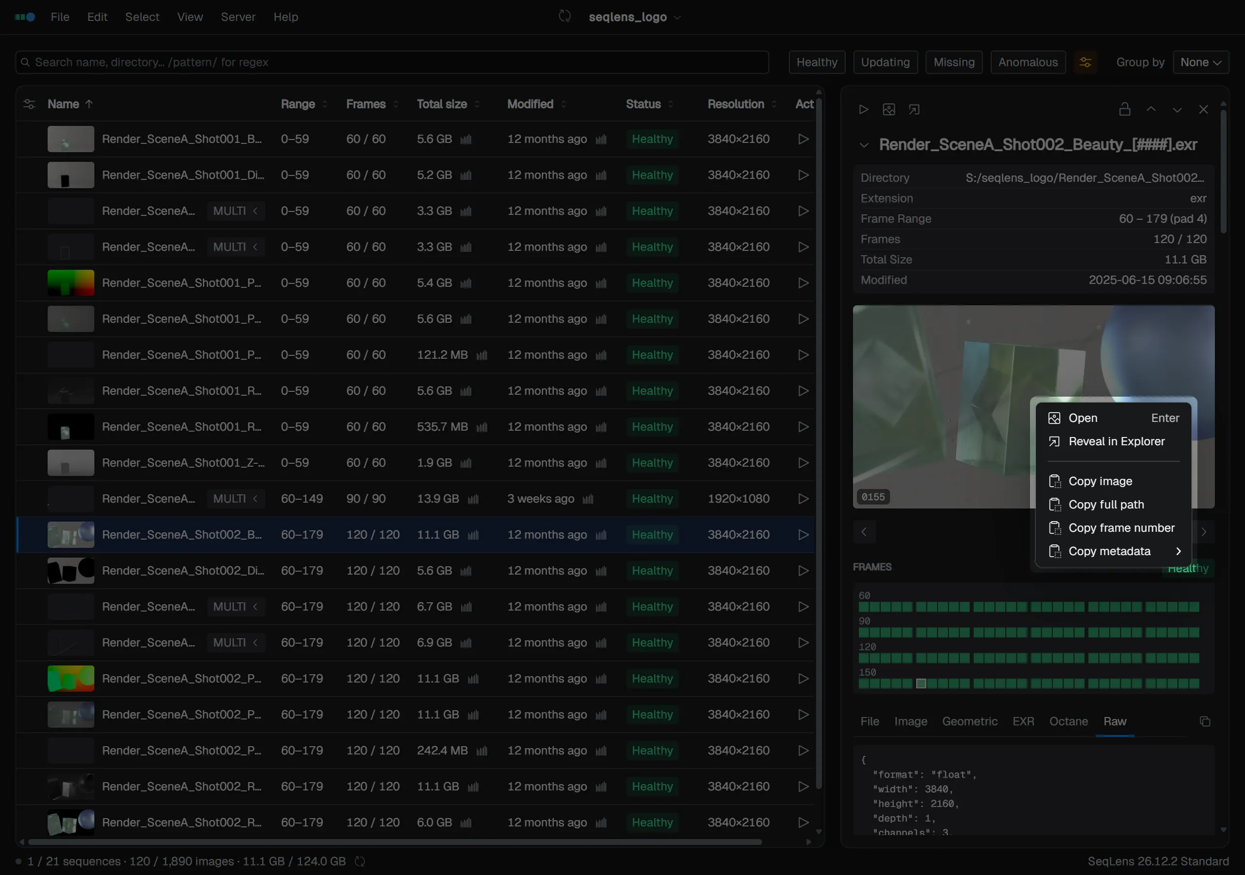 Preview right-click menu